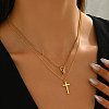 Stainless Steel Crystal Rhinestone Cross Pendant Double Layer Necklaces for Women LS-BW9176-5