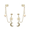 Brass Dangle Stud Earrings with Ear Cuff EJEW-TA00295-1