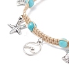 Synthetic Turquoise Braided Bead Anklet AJEW-AN00483-4