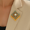 Bohemian Style Rhombus with Butterfly Alloy Plastic Pearl Brooches for Backpack Clothes TA3973-3