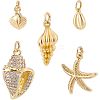 10Pcs 5 Styles Brass Charms KK-AR0004-38-1