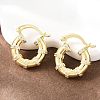 Bamboo Brass Micro Pave Clear Cubic Zirconia Hoop Earrings EJEW-F405-01G-1