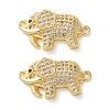 Rack Plating Brass Micro Pave Clear Cubic Zirconia Elephant Connector Charms KK-C084-30G-01-1