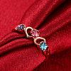 Exquisite Brass Colorful Czech Rhinestone Finger Rings for Women RJEW-BB02115-8-4
