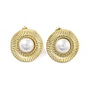 Flat Round Real 14K Gold Plated 304 Stainless Steel Stud Earrings EJEW-P258-32G-01-1