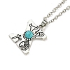 Letter A~Z Antique Silver Plated Alloy with Synthetic Turquoise Pendant Necklaces NJEW-G080-01X-2