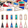 120Pcs 12 Colors Zinc Alloy Glass Pendants ALRI-TA0001-35-1