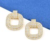 Brass Micro Pave Clear Cubic Zirconia Stud Earrings EJEW-K312-09G-1