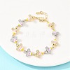 Bees Brass Micro Pave Clear Cubic Zirconia Link Chain Bracelets for Women BJEW-A148-01G-3