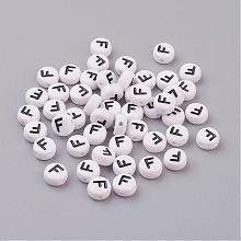 Flat Round with Letter F Acrylic Beads X-PL37C9070-F