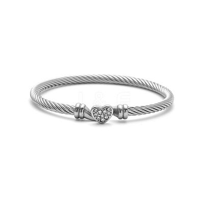 304 Stainless Steel Rhinestone Bangles for Women FS-WG55054-05-1