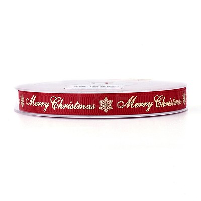 Polyester Grosgrain Ribbon for Christmas SRIB-P013-C02-1