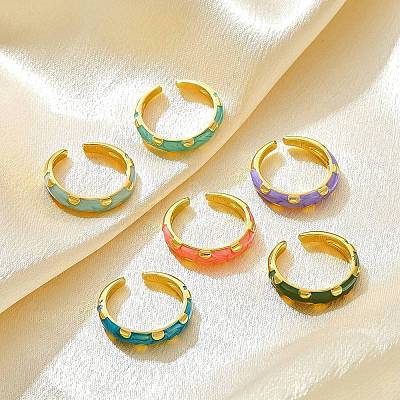 Brass Open Cuff Rings for Women RJEW-K305-03D-G-1