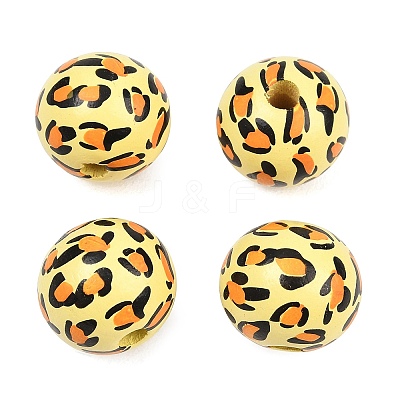 Printed Wood European Beads WOOD-G029-05A-1