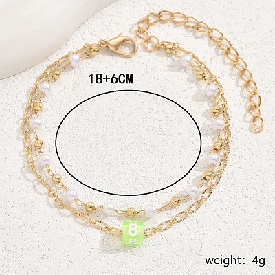 Boho Cube Beaded Golden Iron Multi-layer Anklets for Women MU9577-1-1