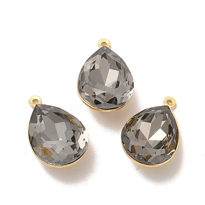 Real 18K Gold Plated Brass with Glass Pendants KK-177-22G-07-1