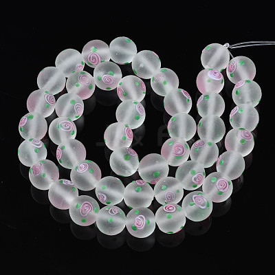 Handmade Frosted Lampwork Beads Strands LAMP-N021-39C-1