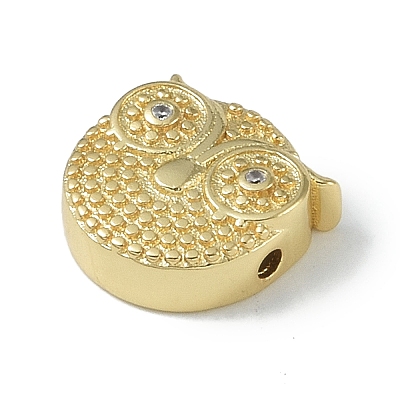 Rack Plating Brass Micro Pave Clear Cubic Zirconia Beads KK-A220-22G-1