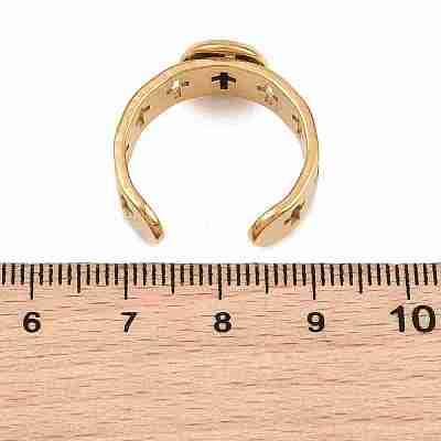 Hollow Cross 304 Stainless Steel Cuff Ring Components SA-CBA098D-02G-A-1