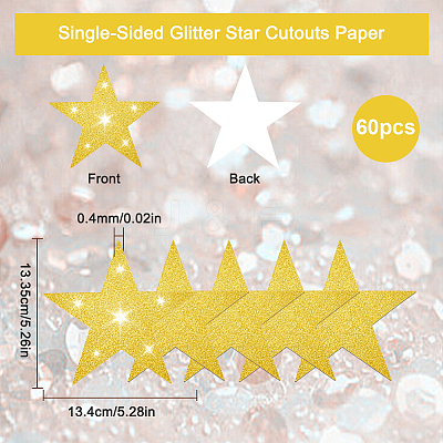 60Pcs Paper Glitter Star Wall Decoration AJEW-SP0001-17A-1