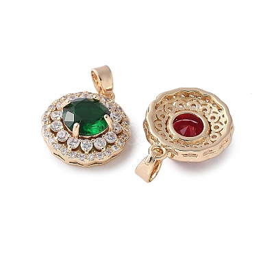 Brass Glass Pendants KK-D355-05G-1