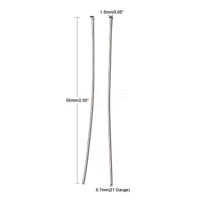 Tarnish Resistant 304 Stainless Steel Flat Head Pins X-STAS-R046-65mm-1