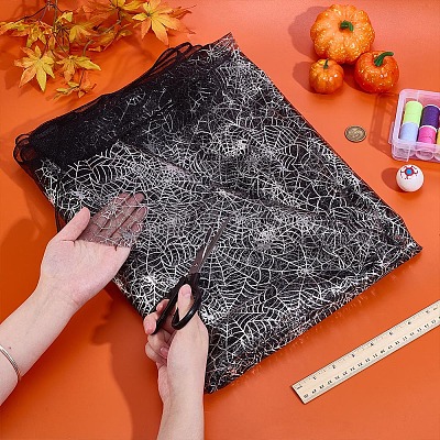 Spider Web Pattern Polyester Fabric DIY-WH0671-114-1