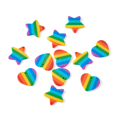 12Pcs 2 Style Plastic Stripe Pendants KY-YS0001-03-1