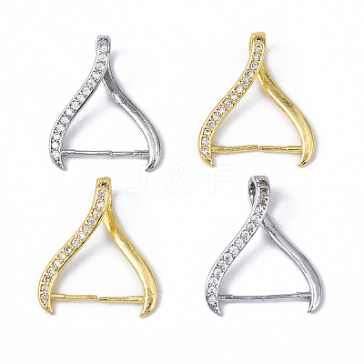 4Pcs 2 Colors Rack Plating Brass Micro Pave Cubic Zirconia Ice Pick Pinch Bails KK-YW0003-44D-1