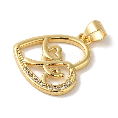 Rack Plating Brass Micro Pave Clear Cubic Zirconia Pendants KK-P267-05B-G-1