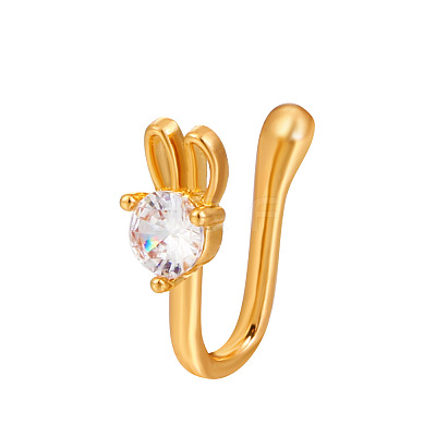 Brass Clear Zirconia Zirconia Clip-on Nose Septum Rings WGEBD42-06-1