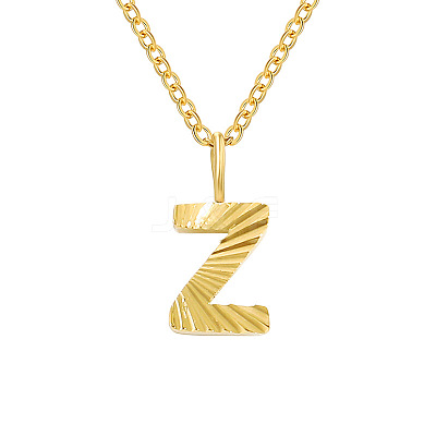 Personalized Stainless Steel Textured Alphabet Initial Pendant Necklaces for Women Men RF0956-26-1