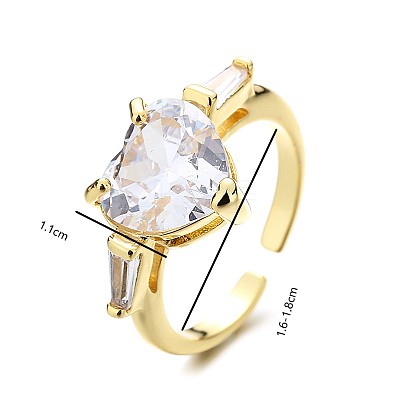 Brass Pave Cubic Zirconia Adjustable Cuff Rings for Women JI1426-1