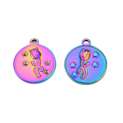 Rack Plating Rainbow Color 201 Stainless Steel Rhinestone Settings STAS-T063-182M-1