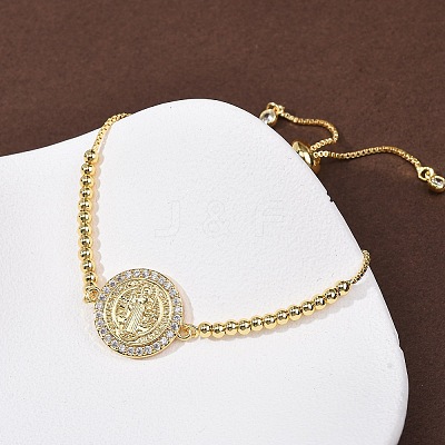 Brass Micro Pave Clear Cubic Zirconia Slider Bracelets for Women BJEW-G768-01G-1