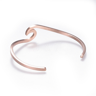 304 Stainless Steel Cuff Bangles BJEW-G611-01RG-1