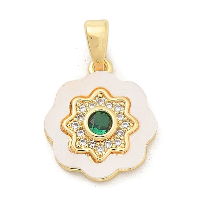 Brass Micro Pave Cubic Zirconia Pendents KK-M303-02G-08-1