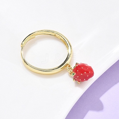 Brass with Enamel Finger Rings RJEW-Q019-02B-G-1