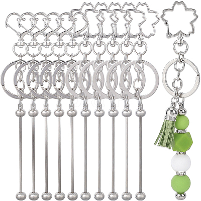 10Pcs Iron Bar Beadable Keychain KEYC-SC0001-76-1