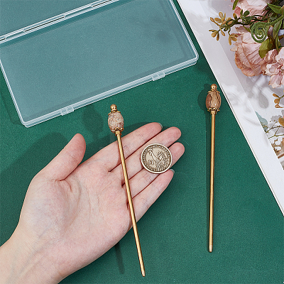 2Pcs Brass Hair Sticks OHAR-PH00007-1