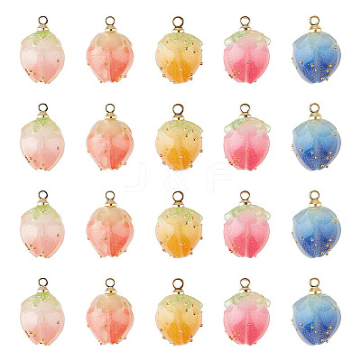 20Pcs 5 Colors Handmade Flower Charms KY-GO0001-01-1