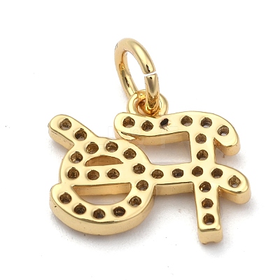 Brass Micro Pave Clear Cubic Zirconia Charms X-ZIRC-A013-24G-1