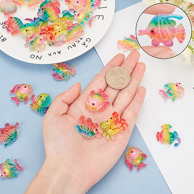Rainbow Resin Cabochons CRES-SC0001-63-1