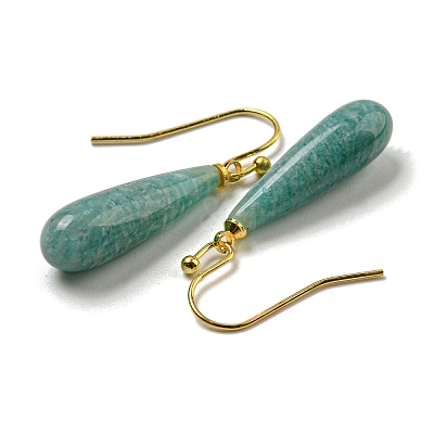 Ion Plating(IP) Natural Amazonite Dangle Earring EJEW-C084-01G-05-1