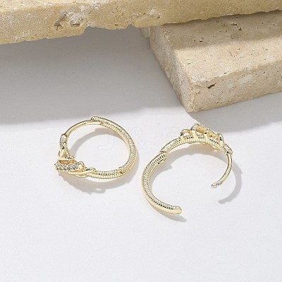 Brass Clear Cubic Zirconia Hoop Earrings EJEW-Q014-14G-1