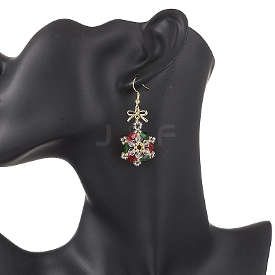 Stainless Steel Glass Snowflake Dangle Earrings EJEW-MZ00604-1