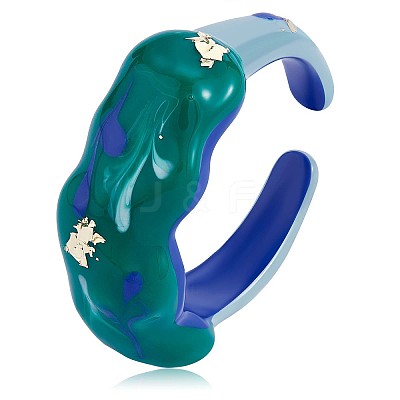 Glitter Enamel Twist Wave Open Cuff Ring JR922A-1