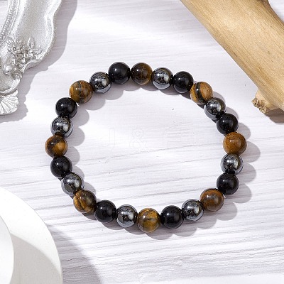 Natural & Synthetic Mixed Gemstone Mixed Gemstone Beads Thread Stretch Bracelets for Women BJEW-JB11252-1