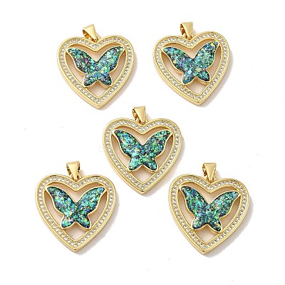 Rack Plating Brass Micro Pave Cubic Zirconia Pendants KK-D088-02G-1