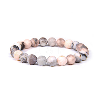 Natural Zebra Jasper Bead Stretch Bracelets BJEW-K212-A-035-1